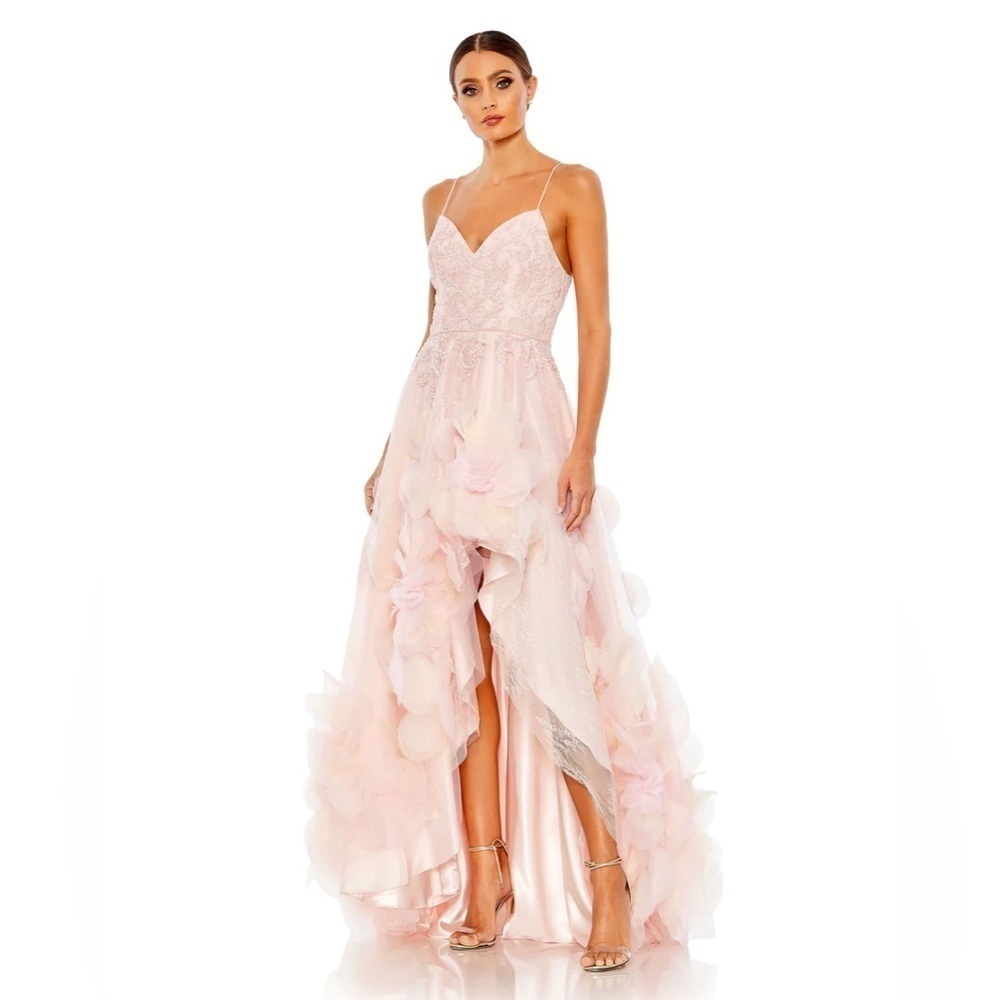 Mac Duggal 11293 NWT EMBELLISHED FLORAL HIGH LOW SLEEVELESS GOWN